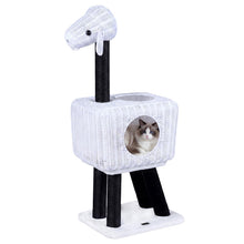 Load image into Gallery viewer, Cat Tree, 110cm Lamb-Shaped Cat Tower with 2-Door Rattan Condo