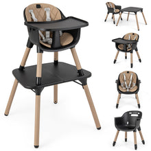 Load image into Gallery viewer, Convertible Baby Dining High Chair with Adjustable and Removable Tray & 5-Point Seat Belt