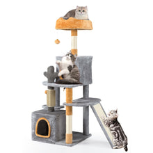 Load image into Gallery viewer, 128 CM Tall Cat Tree with Sisal Scratching Posts and Ladder