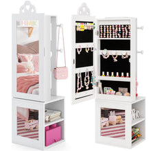 Load image into Gallery viewer, Kids Jewelry Cabinet, 3 in 1 Girls Jewelry Organizer with Full-Length Mirror