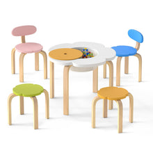 Load image into Gallery viewer, Flower-shaped Children Table Set Wooden Play and Activity Table with 2 Colorful Chairs and Stools-Multicolor