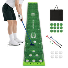 Load image into Gallery viewer, 11 FT Putting Green Mat with 2 Adjustable Putters 6 Balls and 12 Hole Covers for Party