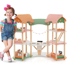 Load image into Gallery viewer, Kids Dollhouse, 3-Storey Wooden Dolls House with 7 Simulated Rooms & 33pcs Furniture Accessories