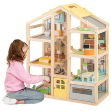 Load image into Gallery viewer, Kids Wooden Dollhouse with 7 Rooms and 18 Pcs Furniture Accessories