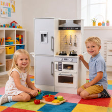 Load image into Gallery viewer, Dual-Sided Toddler Pretend Laundry Toy Kitchen Playset with Real Lights & Sounds