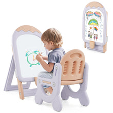 Load image into Gallery viewer, Height-adjustable and Foldable Standing Kids Art Easel with Chair