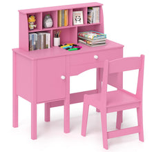 Load image into Gallery viewer, Kids Study Desk and Chair Set with Hutch and Storage Cabinet