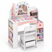 Load image into Gallery viewer, Kids Vanity Set, Girls Dressing Table with Lights Mirror