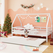Load image into Gallery viewer, Wooden Kids Bed Frame with Trundle