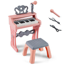 Load image into Gallery viewer, Mini Electric Toddler Keyboard with Microphone (High Stand with Stool)