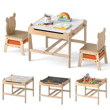 Load image into Gallery viewer, Kids Table and Chairs 4 in 1 Wooden Activity Desk Set (Bear Shape)