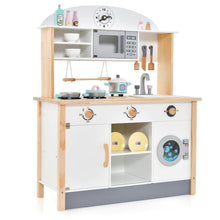 Load image into Gallery viewer, Wooden Kids Play Kitchen Set with Microwave Oven and Washing Machine