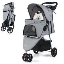 Load image into Gallery viewer, Pet Stroller with Adjustable Canopy and 3 Shock-absorbing Wheels