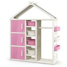 Load image into Gallery viewer, Kids Clothes Closet, Children Dress up Storage Unit with Clothes Rail, Toy Bins, Shelves & Side Baskets