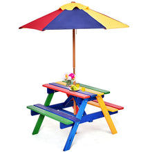 Load image into Gallery viewer, Wooden Children Garden Table and Bench Set with Removable Umbrella