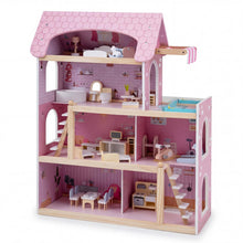 Load image into Gallery viewer, Wooden Dollhouse with 33 PCS Furniture Accessories for Girls and Boys