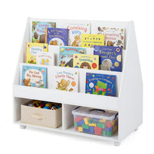 Load image into Gallery viewer, Kids Bookshelf, Double-Sided Children Bookcase with Wheels