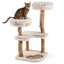 Load image into Gallery viewer, Wooden Cat Tree, Multi-Layer Cats Tower with Jute Scratching Posts & Top Perch