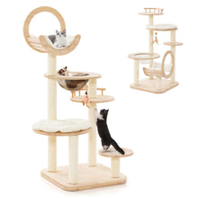Load image into Gallery viewer, Multi-level Modern Solid Wood Cat Tower with Capsule Nest