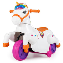 Load image into Gallery viewer, Kids Electric Motorbike, 12V Ride on Unicorn with Training Wheels