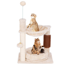 Load image into Gallery viewer, Cat Tree, 2-Tier Cat Tower with Cat Bed, Hammock, Scratching Post, Self-massage Brush