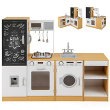 Load image into Gallery viewer, 3-Piece Kids Play Kitchen Set with Realistic Sounds Lights and Blackboard