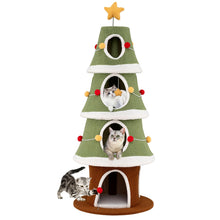 Load image into Gallery viewer, Christmas Tree Shape Cats Tower with Condos