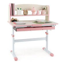 Load image into Gallery viewer, Height Adjustable Children Writing Table with Tilt Desktop and Hutch
