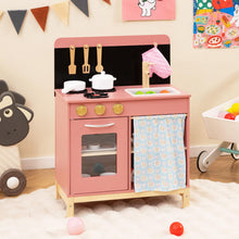 Load image into Gallery viewer, Kids Play Kitchen Set with Door Curtain and Stoves and Apron