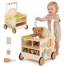Load image into Gallery viewer, Wooden Baby Walker, 13-in-1 Toddler Learning Activity Center