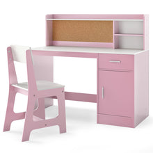 Load image into Gallery viewer, Kids Study Desk and Chair Set with Shelves and Storage Cabinet