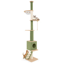 Load image into Gallery viewer, Floor to Ceiling Cat Tree, 5 Tier Tall Cat Tower with 218-270cm Adjustable Height
