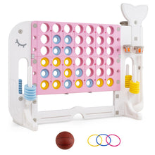 Load image into Gallery viewer, Height Adjustable Drop-4 Game with Ring-toss, Basketball, Golf Club, Balls