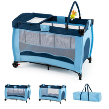 Load image into Gallery viewer, 4 in 1 Travel Cot, Portable Baby Crib Bassinet with Diaper Changing Table