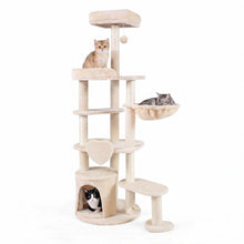Load image into Gallery viewer, Cat Tree, 149cm Tall Cats Tower with Perches, Plush Condo, Cozy Basket