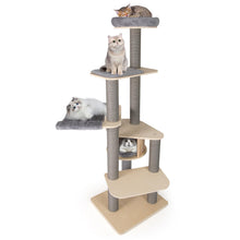 Load image into Gallery viewer, Tall Multi-Layer Cats Tower with Comfy Padded Top Perch, Private Condo