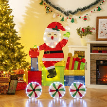 Load image into Gallery viewer, 4FT Lighted Santa Claus on Train, 2D Pre-Lit Indoor Outdoor Christmas Decoration