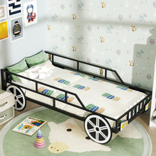 Load image into Gallery viewer, Metal Children Platform Bed with Guardrails