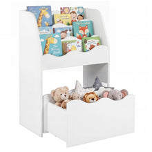 Load image into Gallery viewer, Toy Storage Organizer, 3-Tier Kids Bookcase with Rolling Drawer