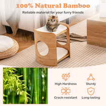 Load image into Gallery viewer, Cat Bed, 2-tier Bamboo Cat Tree with Removable & Washable Cushions, Cat Holes