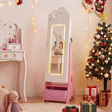 Load image into Gallery viewer, Kids Jewelry Cabinet with Sensor Lights and Full-Length Mirror