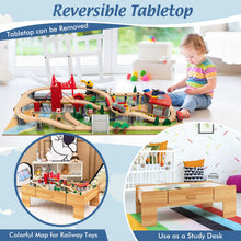 Load image into Gallery viewer, 2 in 1 Kids Wooden Train Track Set and Table