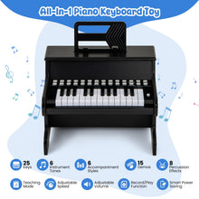 Load image into Gallery viewer, Wooden Kids Piano Keyboard 25 Keys Digital Piano with Music Stand Music Learning Gift for 3+ Kids