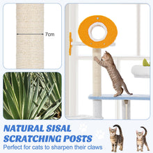 Load image into Gallery viewer, Cat Tree, Multi-Level Cats Tower with Scratching Posts, Top Perch & 3 Hanging Toys (168cm Tall)