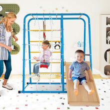 Load image into Gallery viewer, 6-in-1 Indoor Jungle Gym Metal Climber with Slide and Monkey Bars