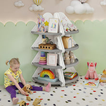 Load image into Gallery viewer, 4-Tier Kids Corner Bookshelf for Kids Room and Nursery Playroom