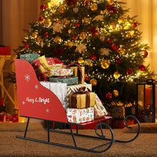 Load image into Gallery viewer, Red Christmas Santa Sleigh, Metal Xmas Decoration