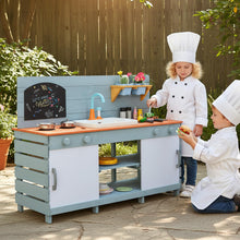 Load image into Gallery viewer, Kids Play Kitchen Set with Chalkboard and Faucet and Sink