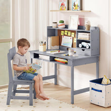 Load image into Gallery viewer, Wooden Study Table with Storage Hutch & Open Shelves