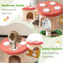 Load image into Gallery viewer, Cat Tree, Mushroom Cat Tower with Condo, Platform, Scratching Posts (60 x 49 x 60cm)